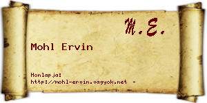 Mohl Ervin névjegykártya